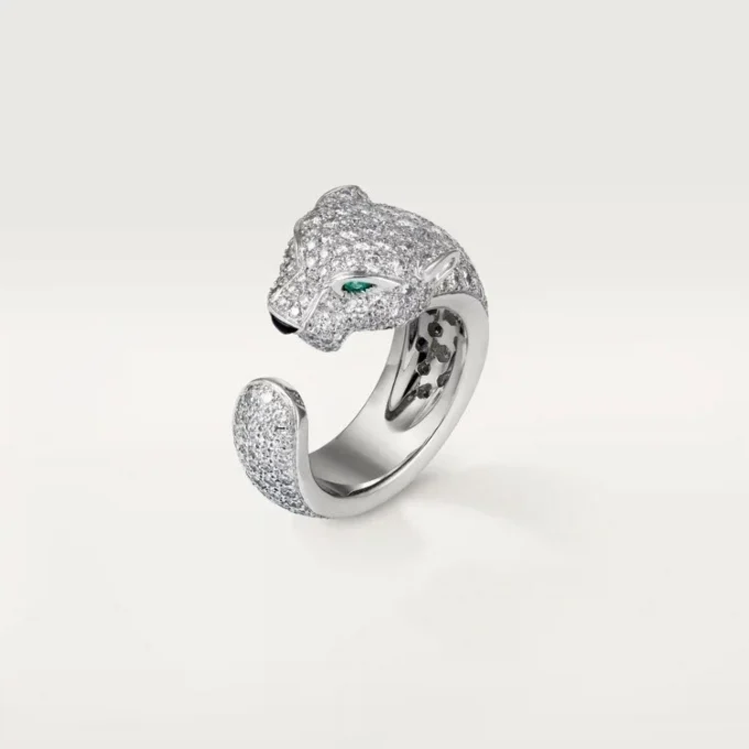 Panthere De Cartier Ring – White Gold, Diamonds, Emeralds, Onyx – Cartier Panthere De Cartier Ring – White Gold, Diamonds, Emeralds, Onyx – Cartier