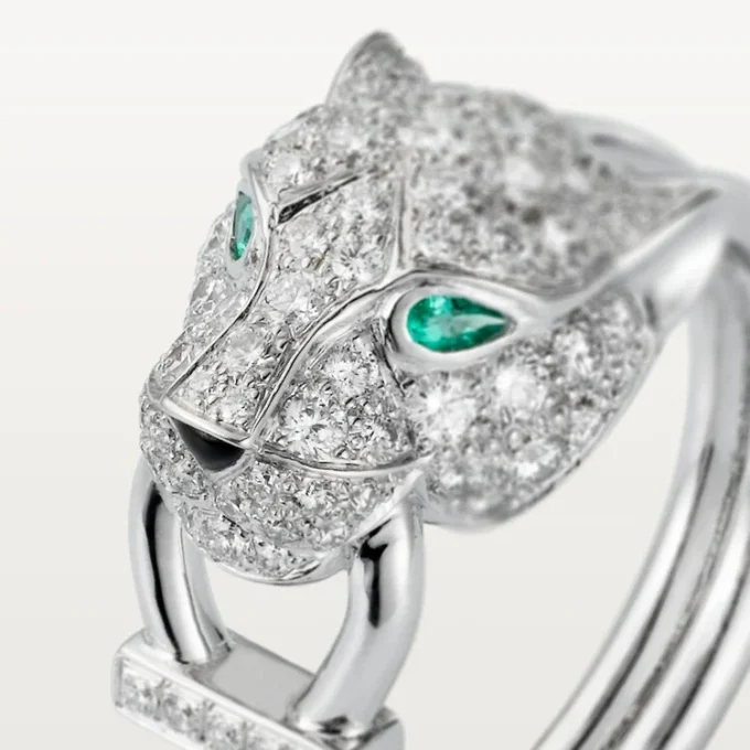 Panthere De Cartier Ring – White Gold, Diamonds, Emeralds, Onyx – Cartier Panthere De Cartier Ring – White Gold, Diamonds, Emeralds, Onyx – Cartier