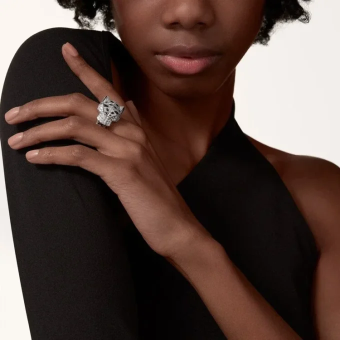 Panthere De Cartier Ring – White Gold, Diamonds, Emeralds, Onyx – Cartier Panthere De Cartier Ring – White Gold, Diamonds, Emeralds, Onyx – Cartier