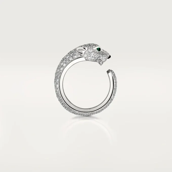 Panthere De Cartier Ring – White Gold, Diamonds, Emeralds, Onyx – Cartier Panthere De Cartier Ring – White Gold, Diamonds, Emeralds, Onyx – Cartier