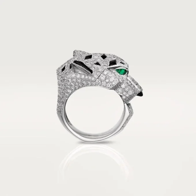 Panthere De Cartier Ring – White Gold, Diamonds, Emeralds, Onyx – Cartier Panthere De Cartier Ring – White Gold, Diamonds, Emeralds, Onyx – Cartier