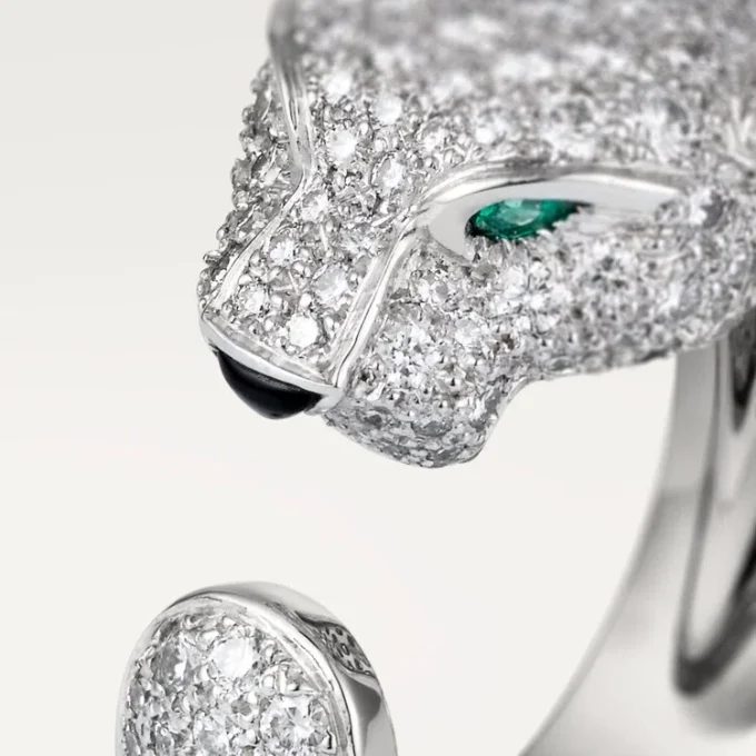 Panthere De Cartier Ring – White Gold, Diamonds, Emeralds, Onyx – Cartier Panthere De Cartier Ring – White Gold, Diamonds, Emeralds, Onyx – Cartier