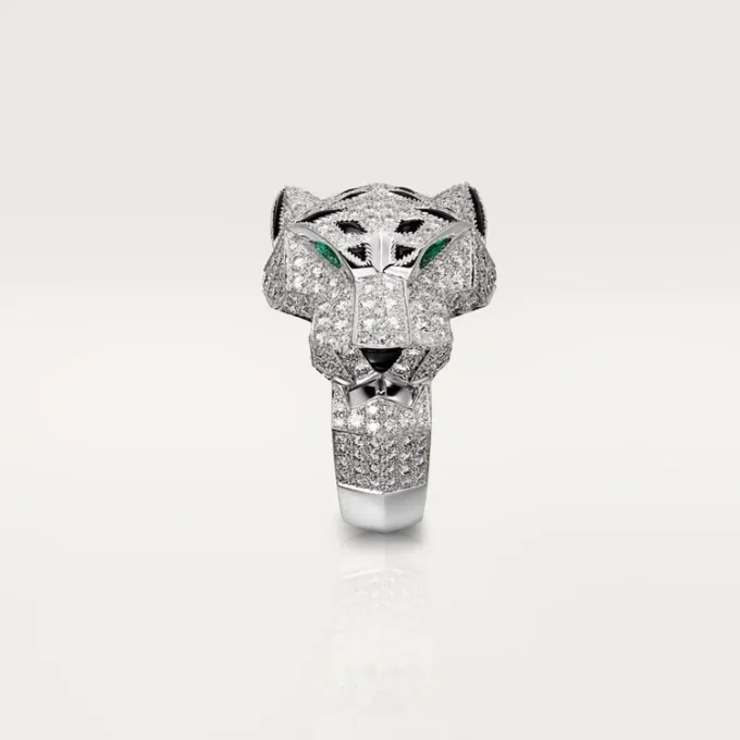 Panthere De Cartier Ring – White Gold, Diamonds, Emeralds, Onyx – Cartier Panthere De Cartier Ring – White Gold, Diamonds, Emeralds, Onyx – Cartier