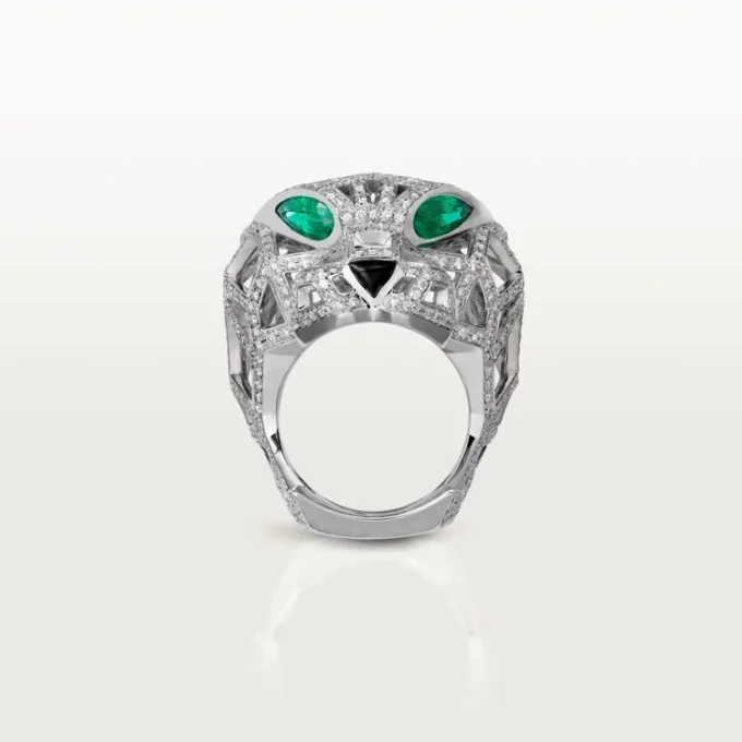 Panthere De Cartier Ring – White Gold, Emeralds, Onyx, Diamonds – Cartier Panthere De Cartier Ring – White Gold, Emeralds, Onyx, Diamonds – Cartier