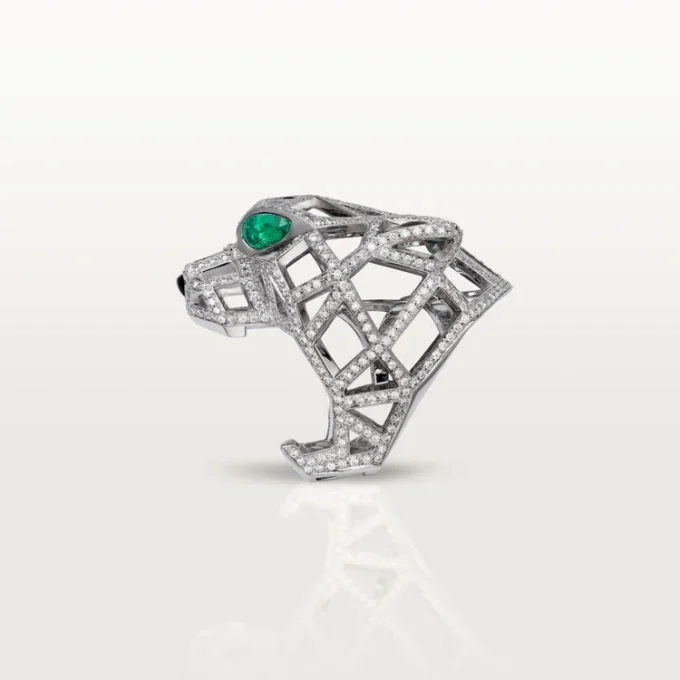 Panthere De Cartier Ring – White Gold, Emeralds, Onyx, Diamonds – Cartier Panthere De Cartier Ring – White Gold, Emeralds, Onyx, Diamonds – Cartier