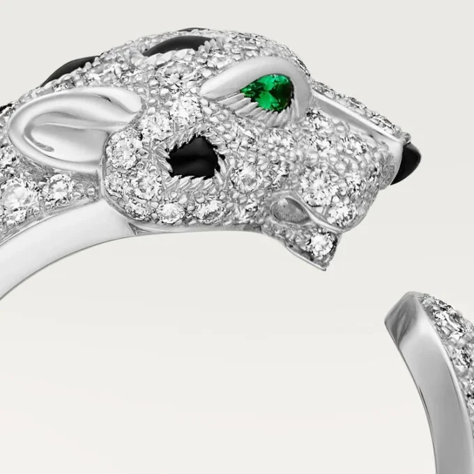 Panthere De Cartier Ring – White Gold, Emeralds, Onyx, Diamonds – Cartier Panthere De Cartier Ring – White Gold, Emeralds, Onyx, Diamonds – Cartier