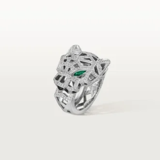 Panthere De Cartier Ring – White Gold, Onyx, Emeralds, Diamonds – Cartier