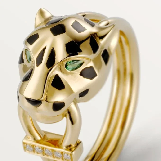 Panthere De Cartier Ring – Yellow Gold, Lacquer, Diamonds, Tsavorite Garnet – Cartier Panthere De Cartier Ring – Yellow Gold, Lacquer, Diamonds, Tsavorite Garnet – Cartier