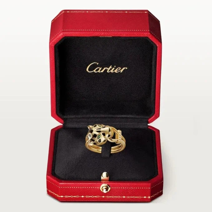 Panthere De Cartier Ring – Yellow Gold, Lacquer, Diamonds, Tsavorite Garnet – Cartier Panthere De Cartier Ring – Yellow Gold, Lacquer, Diamonds, Tsavorite Garnet – Cartier