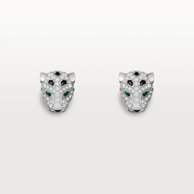 Panthere De Cartier Stud Earrings, Paved