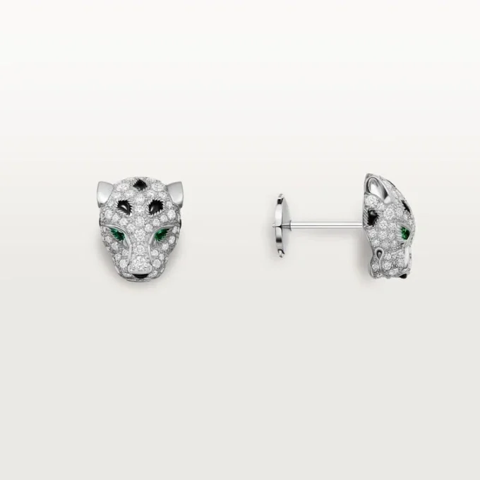 Panthere De Cartier Stud Earrings, Paved