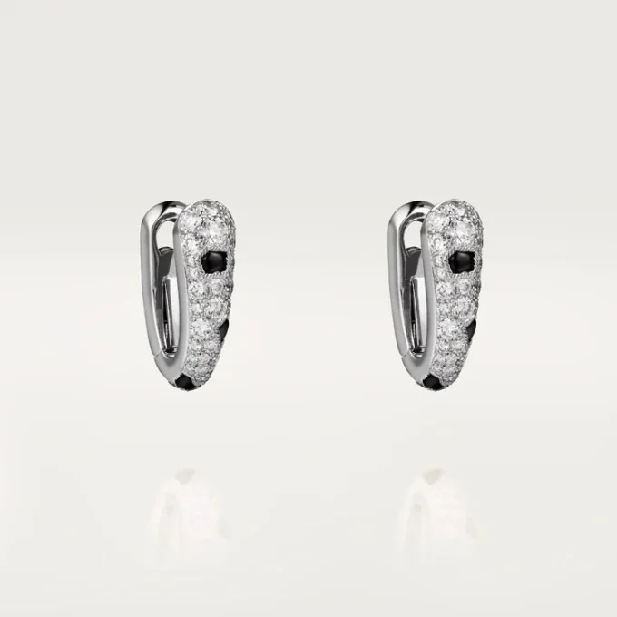 Panthere Diamond Small Hoop Earrings, White Gold | Cartier Us
