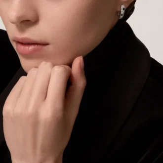 Panthere Diamond Small Hoop Earrings, White Gold | Cartier Us