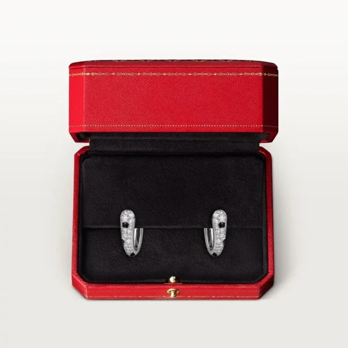 Panthere Diamond Small Hoop Earrings, White Gold | Cartier Us