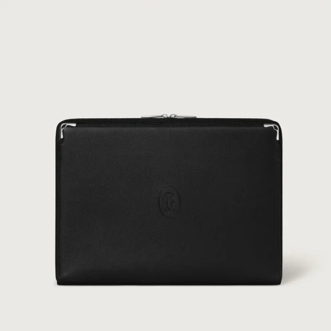 Portfolio, Must De Cartier – Black Calfskin, Palladium Finish – Cartier Portfolio, Must De Cartier – Black Calfskin, Palladium Finish – Cartier