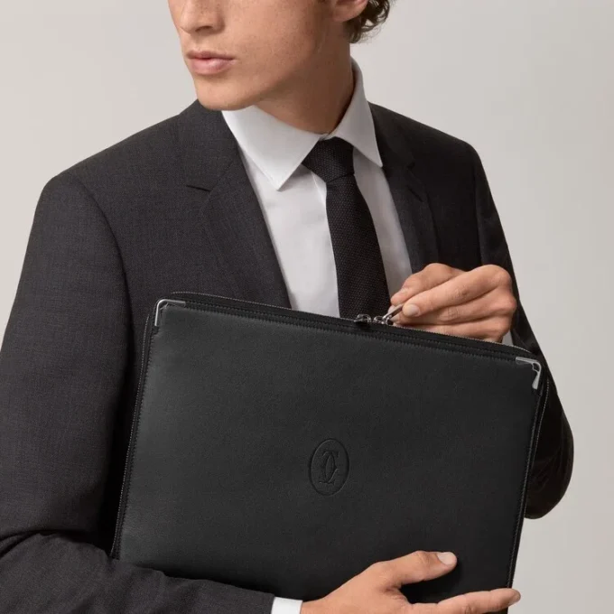 Portfolio, Must De Cartier – Black Calfskin, Palladium Finish – Cartier Portfolio, Must De Cartier – Black Calfskin, Palladium Finish – Cartier