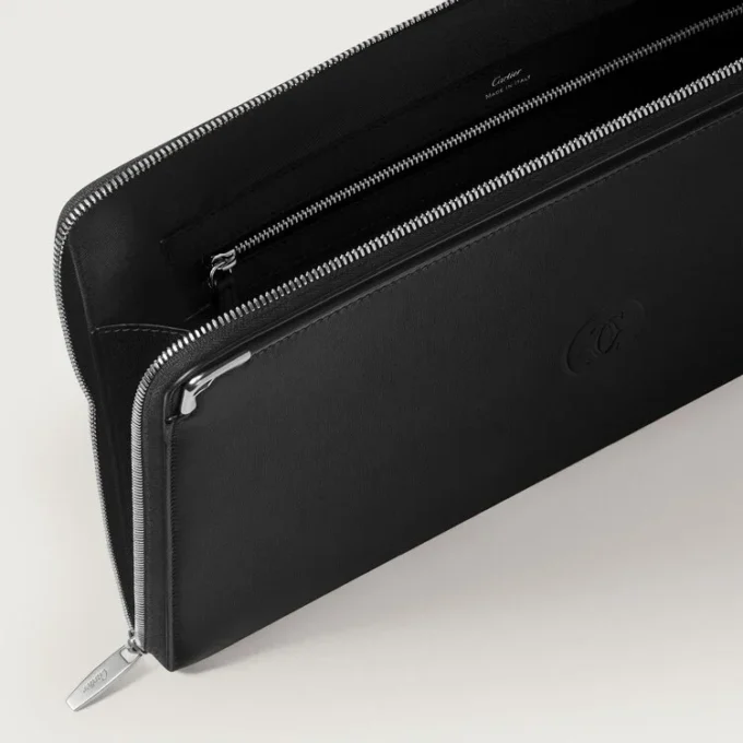Portfolio, Must De Cartier – Black Calfskin, Palladium Finish – Cartier Portfolio, Must De Cartier – Black Calfskin, Palladium Finish – Cartier