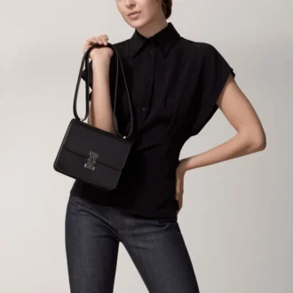 Shoulder Bag, Mini, Double C De Cartier – Black Calfskin, Gold and Black Enamel Finish – Cartier