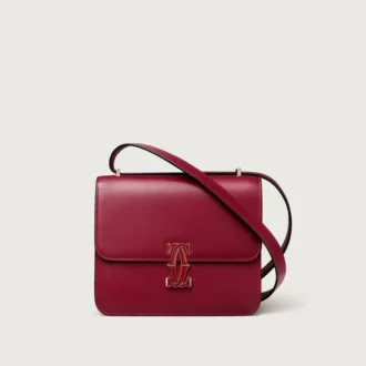Shoulder Bag, Mini, Double C De Cartier – Cherry Red Calfskin, Gold and Cherry Red Enamel Finish – Cartier
