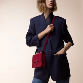 Shoulder Bag, Mini, Double C De Cartier – Cherry Red Calfskin, Gold and Cherry Red Enamel Finish – Cartier