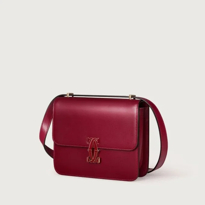 Shoulder Bag, Mini, Double C De Cartier – Cherry Red Calfskin, Gold and Cherry Red Enamel Finish – Cartier Shoulder Bag, Mini, Double C De Cartier – Cherry Red Calfskin, Gold and Cherry Red Enamel Finish – Cartier