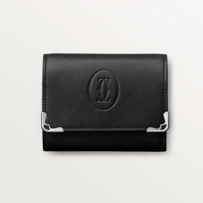 Square Coin Purse, Must De Cartier – Black Calfskin, Stainless Steel Finish – Cartier Square Coin Purse, Must De Cartier – Black Calfskin, Stainless Steel Finish – Cartier