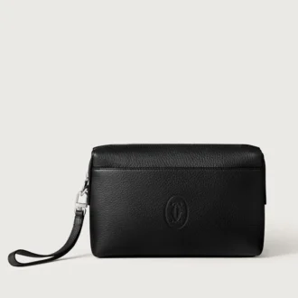 Square Pouch, Must De Cartier – Black Calfskin, Palladium Finish – Cartier Square Pouch, Must De Cartier – Black Calfskin, Palladium Finish – Cartier