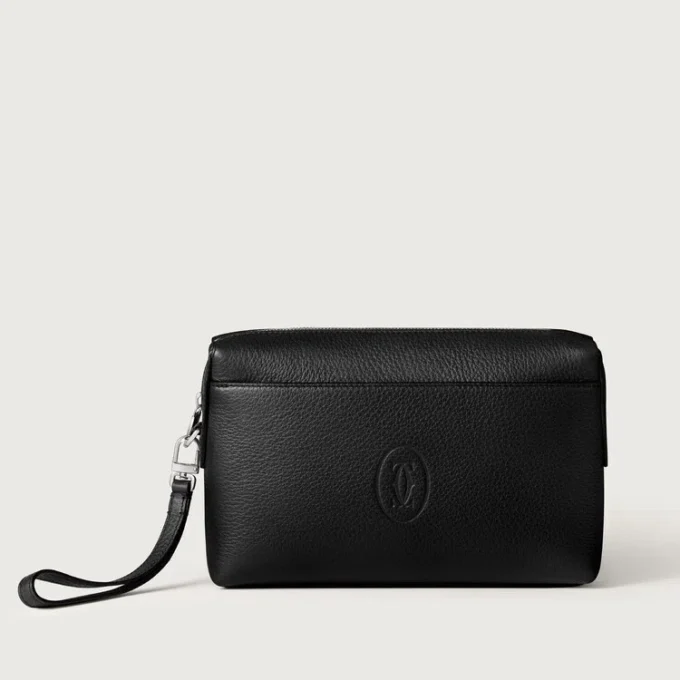 Square Pouch, Must De Cartier – Black Calfskin, Palladium Finish – Cartier Square Pouch, Must De Cartier – Black Calfskin, Palladium Finish – Cartier