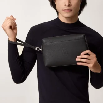 Square Pouch, Must De Cartier – Black Calfskin, Palladium Finish – Cartier Square Pouch, Must De Cartier – Black Calfskin, Palladium Finish – Cartier