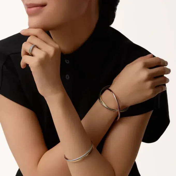 Trinity Bracelet, Small Model, Half-Paved