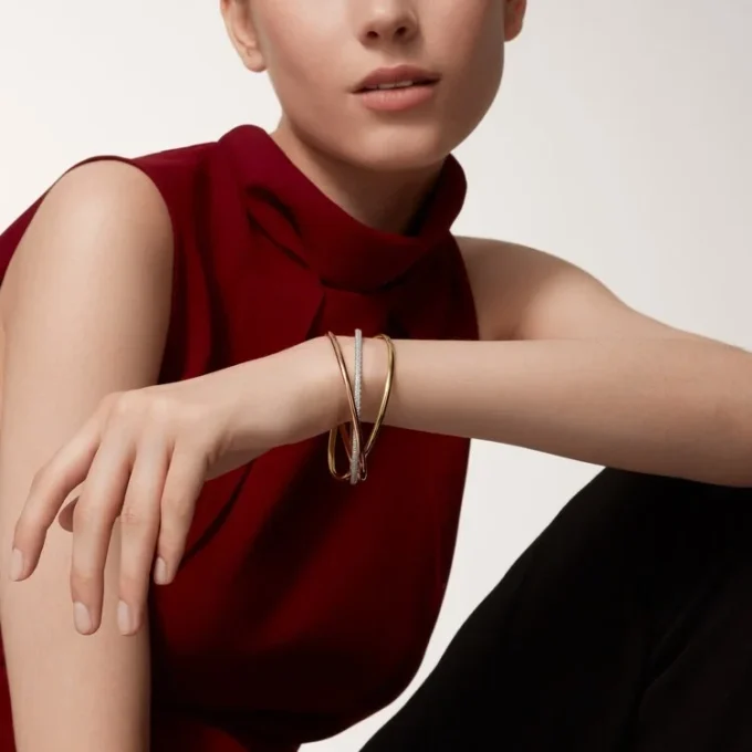 Trinity Bracelet, Small Model, Half-Paved