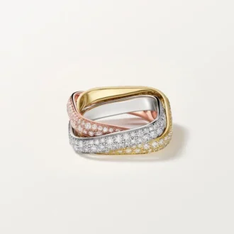 Trinity Cushion Ring, Classic Model, Paved Trinity Cushion Ring, Classic Model, Paved