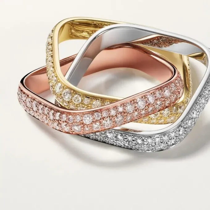 Trinity Cushion Ring, Classic Model, Paved Trinity Cushion Ring, Classic Model, Paved
