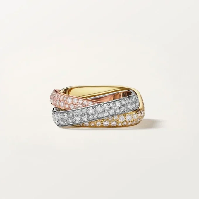 Trinity Cushion Ring, Classic Model, Paved Trinity Cushion Ring, Classic Model, Paved