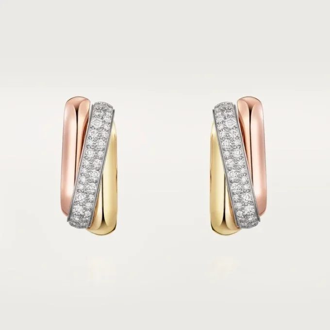 Trinity Earrings, Cushion-Shaped, Half-Paved