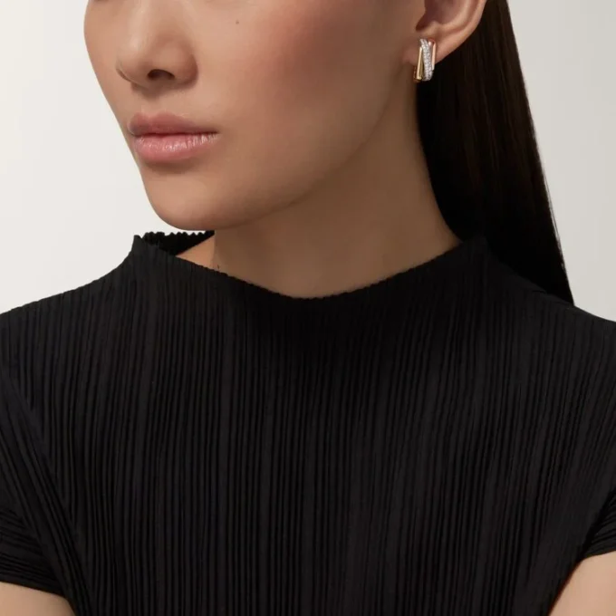 Trinity Earrings, Cushion-Shaped, Half-Paved