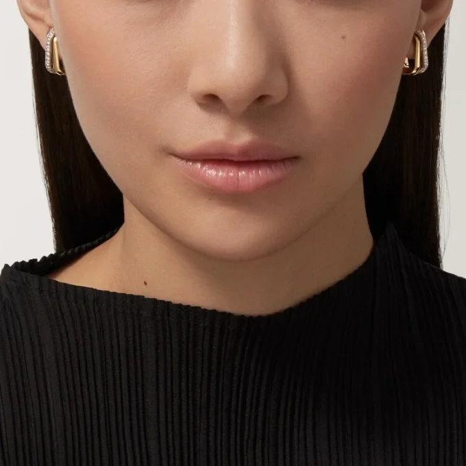 Trinity Earrings, Cushion-Shaped, Half-Paved