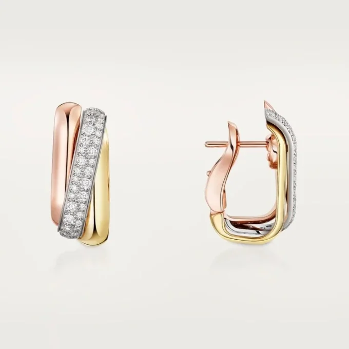 Trinity Earrings, Cushion-Shaped, Half-Paved