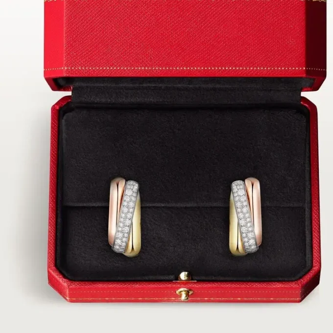 Trinity Earrings, Cushion-Shaped, Half-Paved