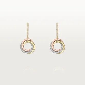 Trinity Earrings, Half-Paved