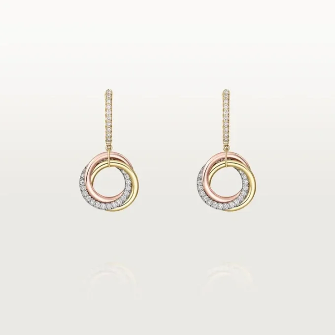 Trinity Earrings, Half-Paved