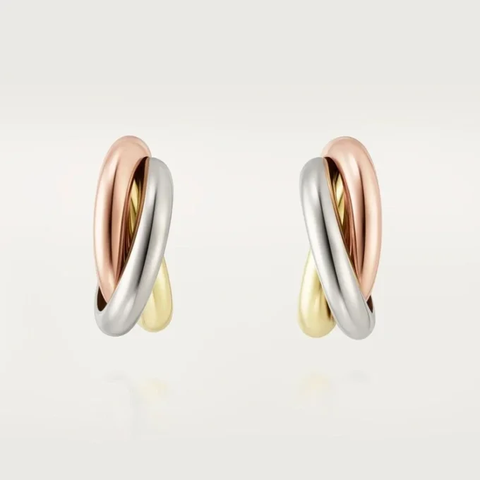 Trinity Hoop Earrings in Tricolor Gold | Cartier Us