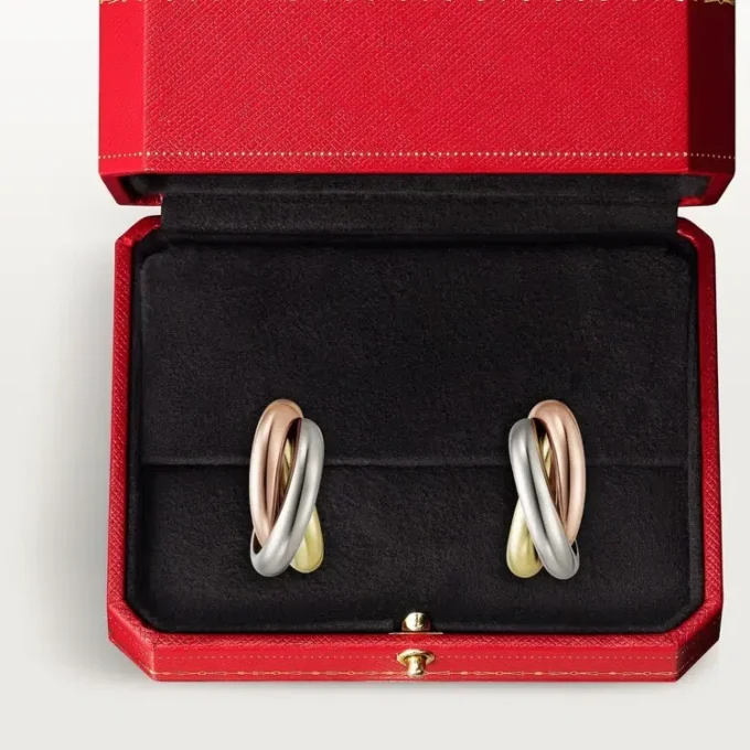 Trinity Hoop Earrings in Tricolor Gold | Cartier Us