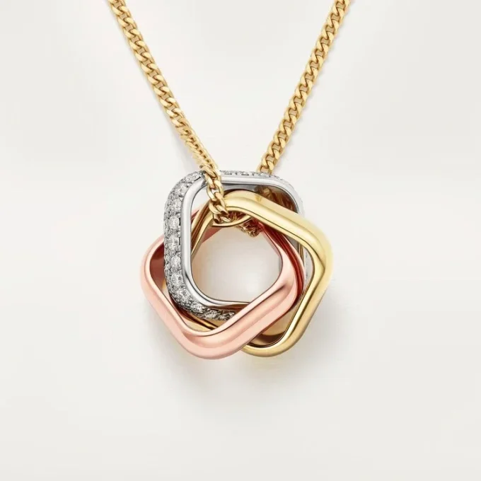 Trinity Pendant, Cushion-Shaped, Half-Paved