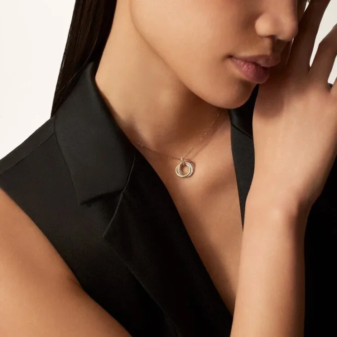 Trinity Pendant, Small Model, Half-Paved