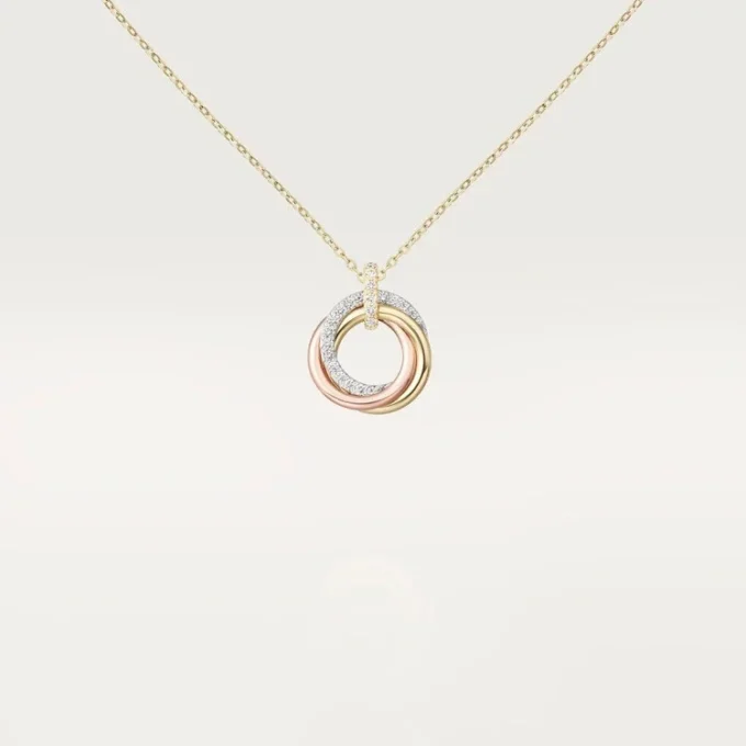 Trinity Pendant, Small Model, Half-Paved