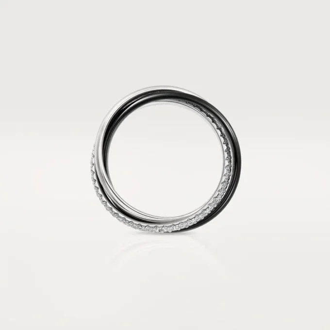 Trinity Ring, Ceramic, Small Model, Half-Paved Trinity Ring, Ceramic, Small Model, Half-Paved