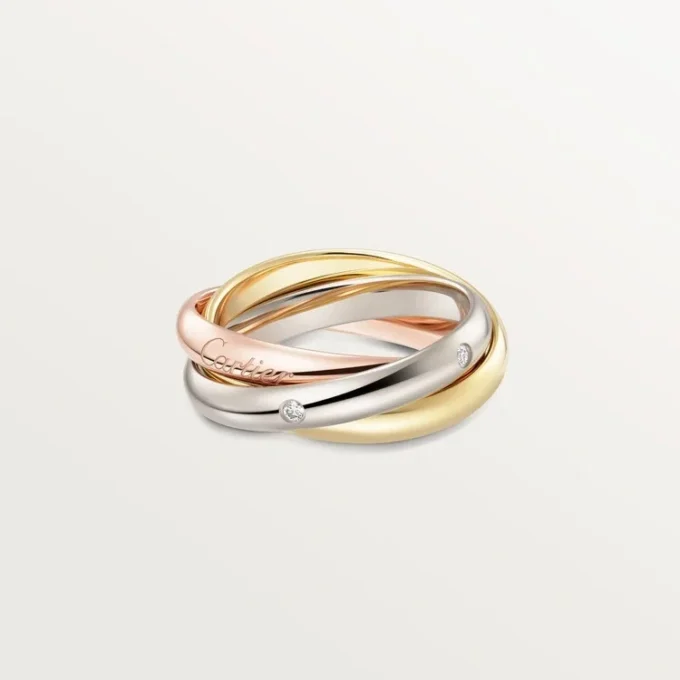 Trinity Ring, Classic Model, 5 Diamonds Trinity Ring, Classic Model, 5 Diamonds