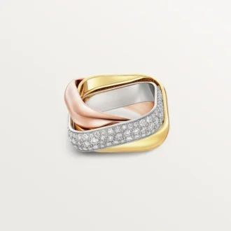 Trinity Ring, Cushion-Shaped, Large Model, Half-Paved
