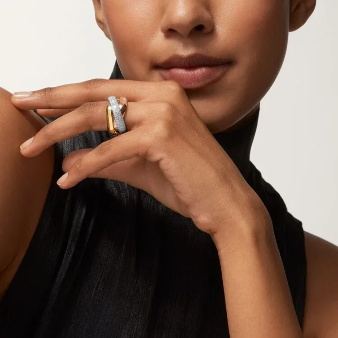Trinity Ring, Cushion-Shaped, Large Model, Half-Paved